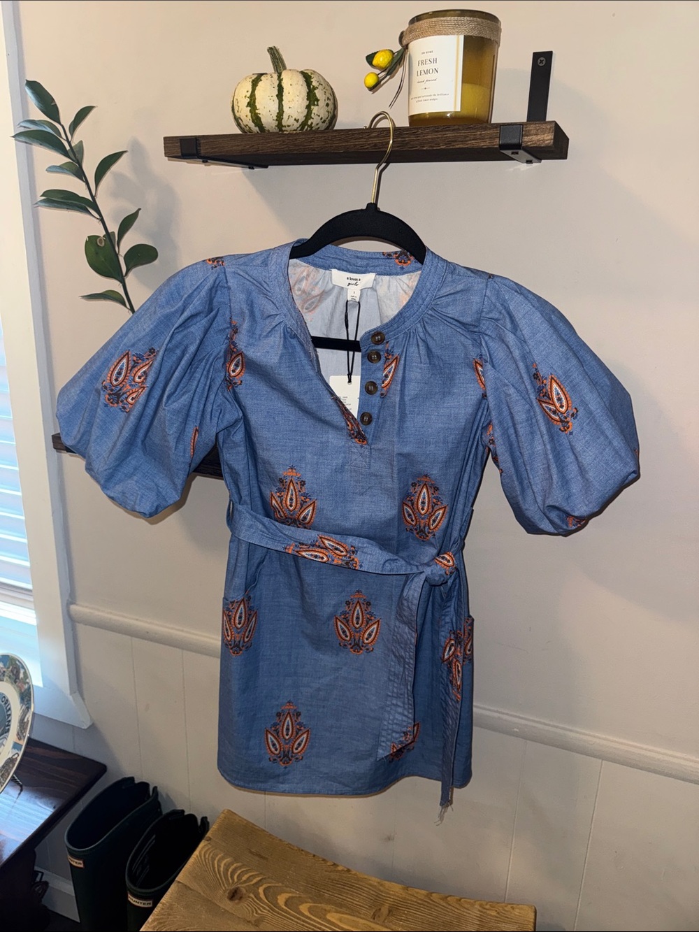 NWT!!! A Loves A Puff -Sleeve Belted Dress Girls Small
